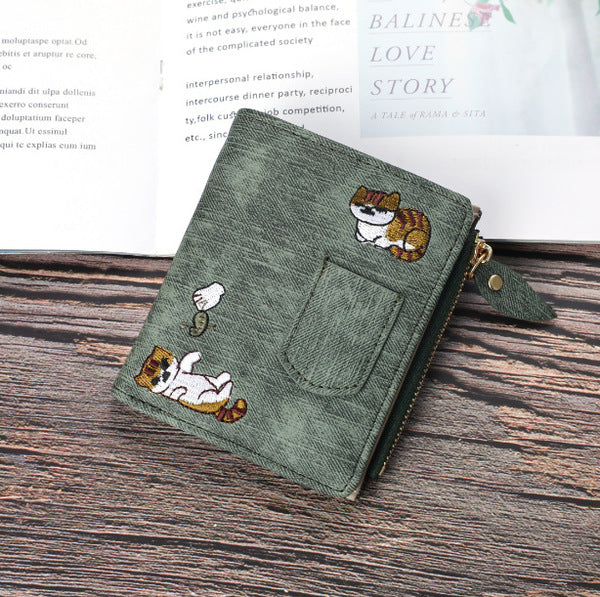 Black Cat Denim Wallet