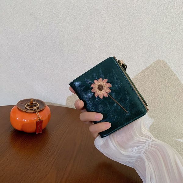 Black Floral Bifold Wallet