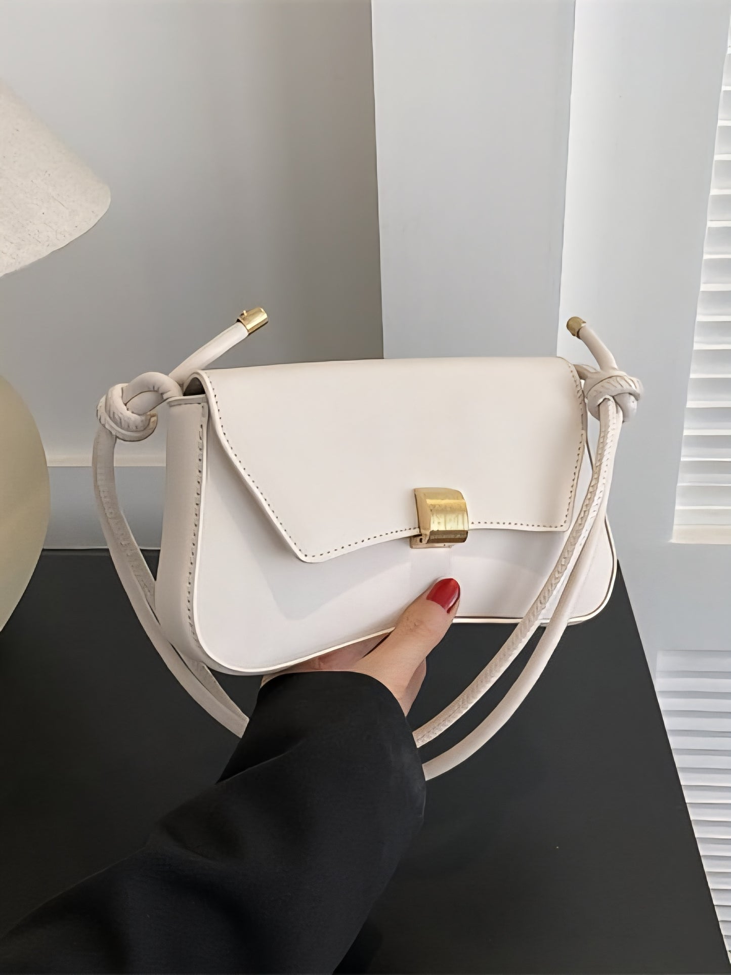 White Knot Strap Shoulder Bag