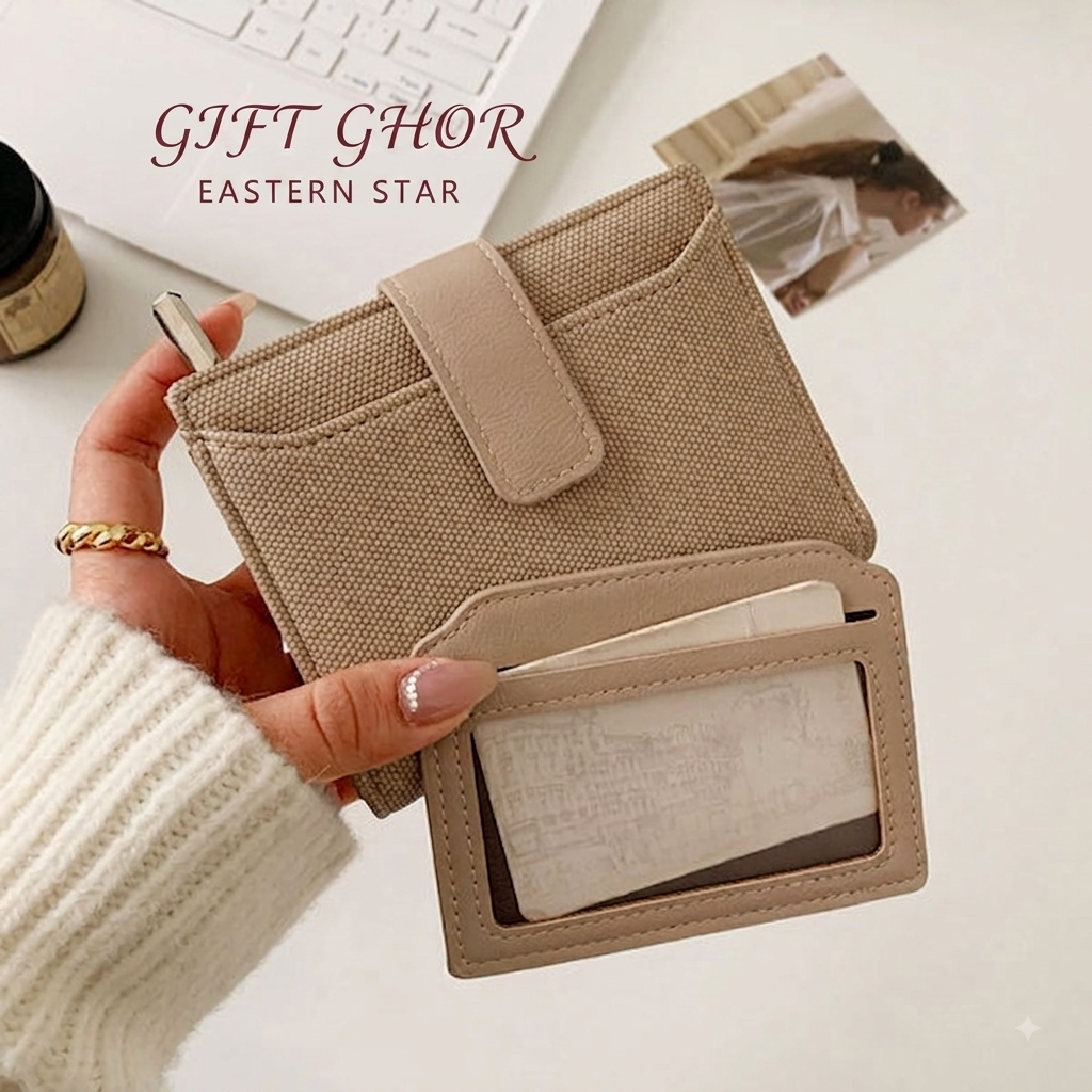Mini Canvas Zipper Wallet for Women – Card Holder Purse
