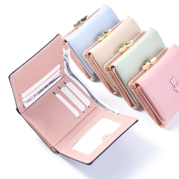Cute Bunny Trifold Wallet for Women – Multi-Color Card Holder Purse